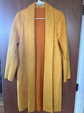 Zara Mustard Open-Front Trench Coat